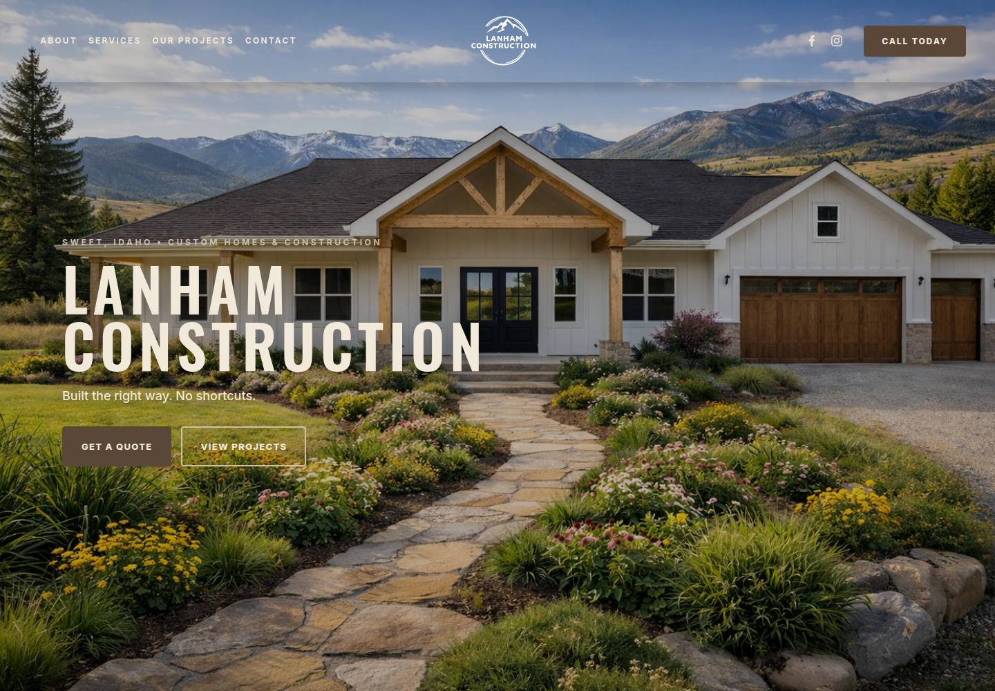 Lanham Construction Idaho homepage on desktop