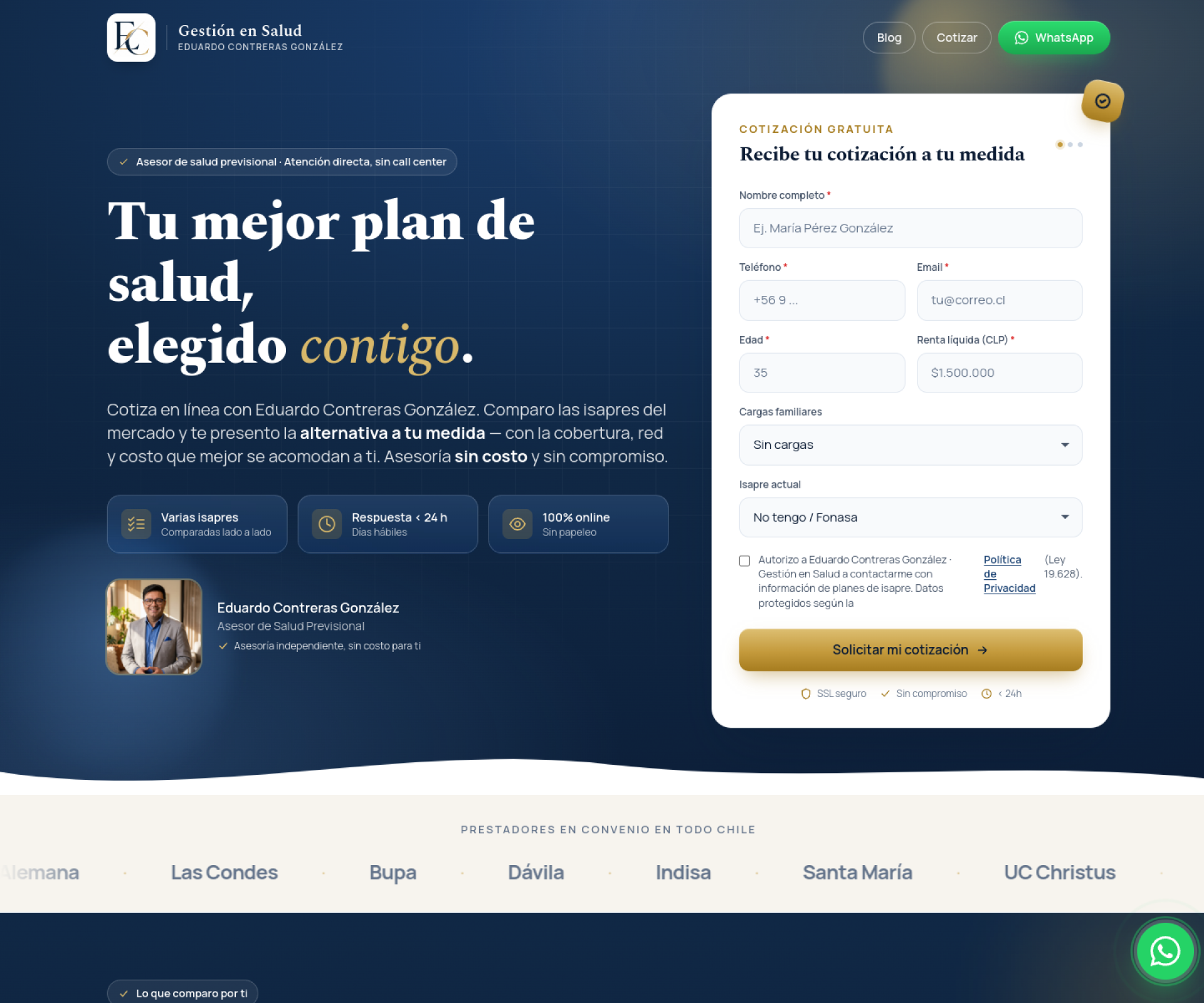 Sitio de asesor de Isapres
