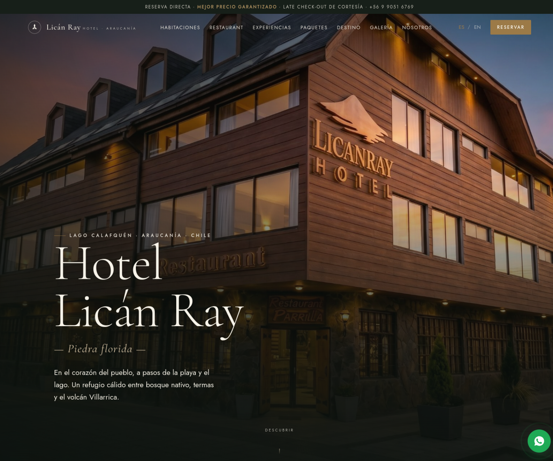 Sitio del Hotel Licán Ray