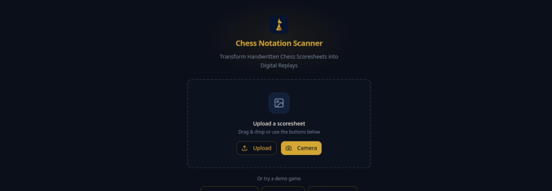 Sisserou OCR Chess Scanner — live screenshot