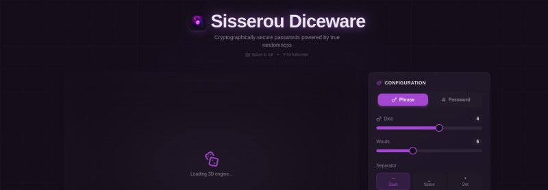 Diceware Dream — live screenshot