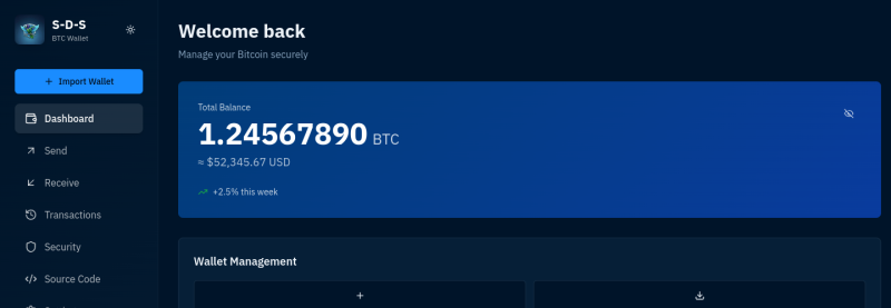 SDS Dark Blue Wallet — live screenshot
