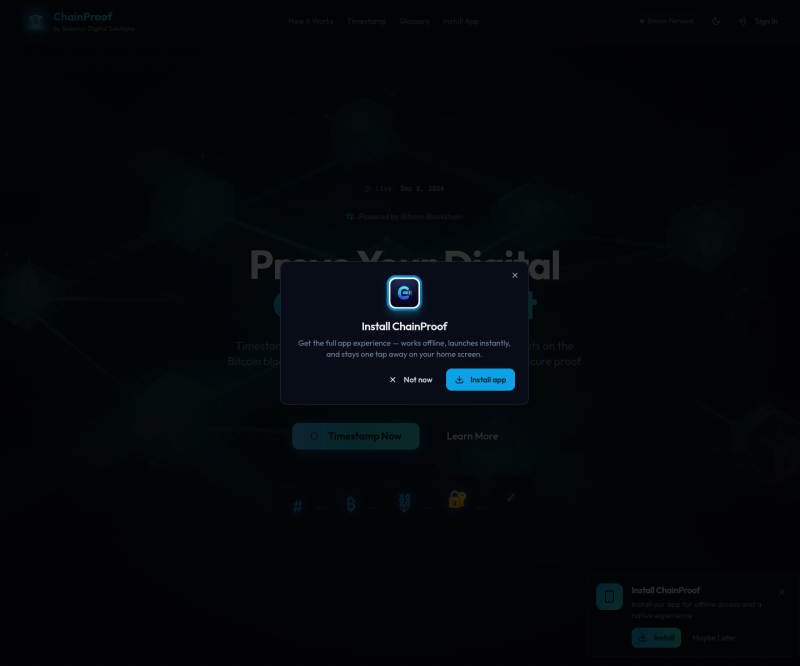 ChainProof Digital Trust — Full page