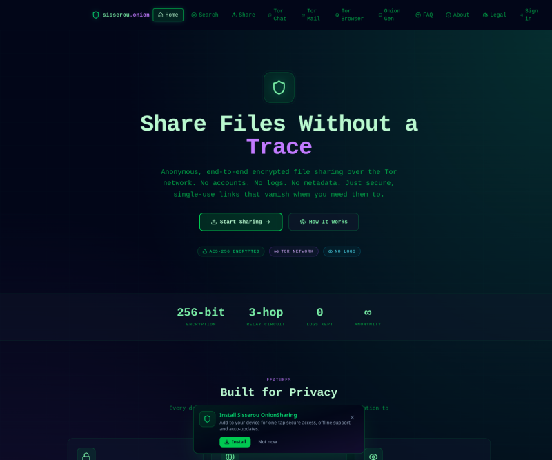 Tor Drop — Full page