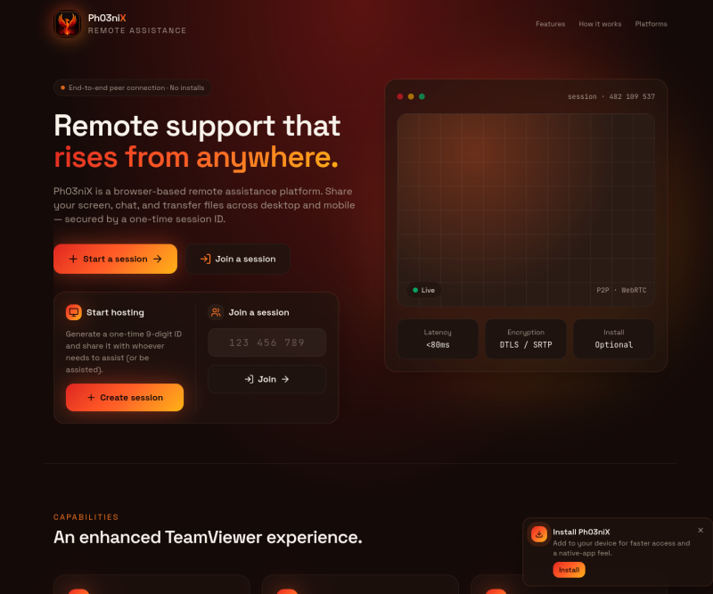Phoenix Remote Connect — Full page