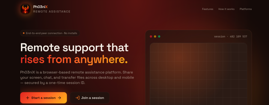 Phoenix Remote Connect — Above the fold
