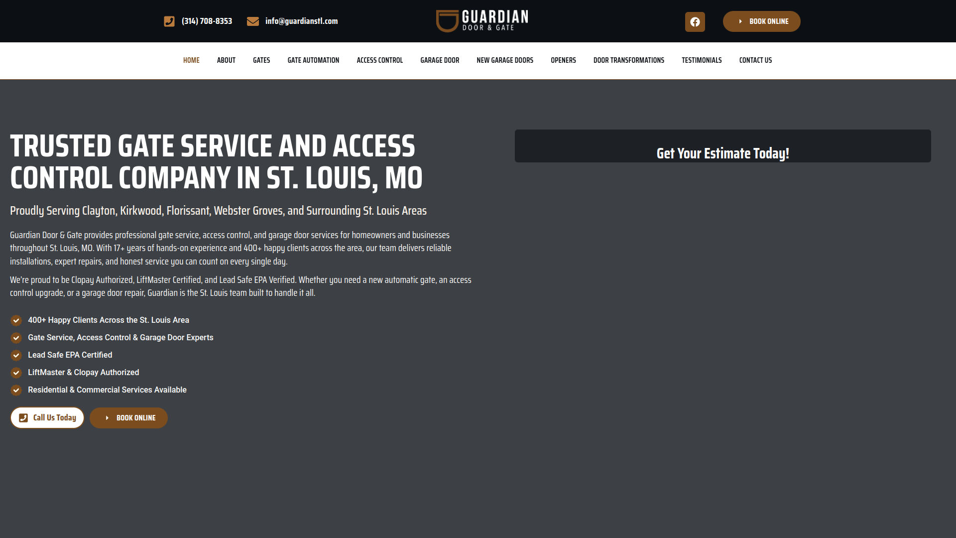 Guardian Fence & Door above-the-fold homepage screenshot
