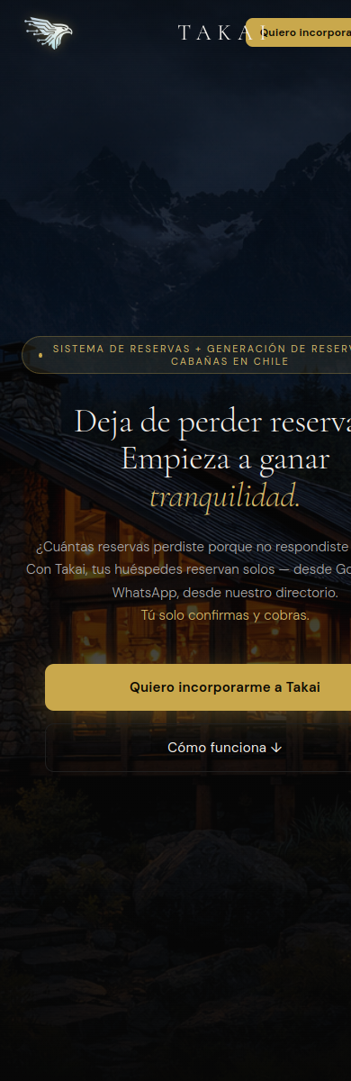 Versión móvil responsive del sitio de Takai