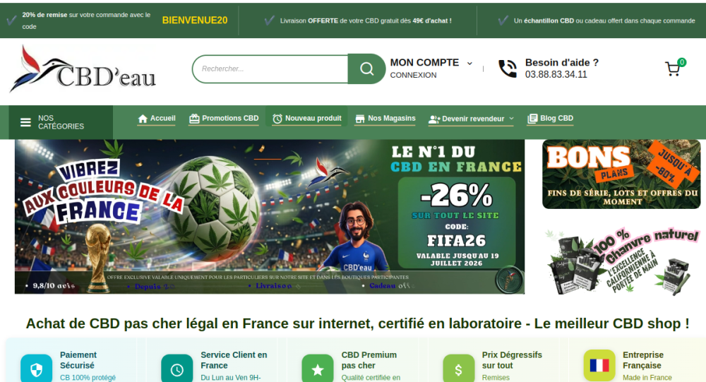 Aperçu du site CBD'eau