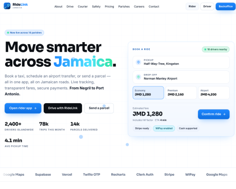 RideLink Jamaica rider app on mobile