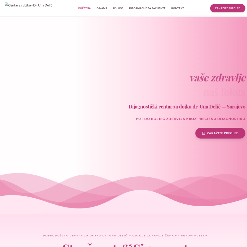 Screenshot of the Centar za Dojku website