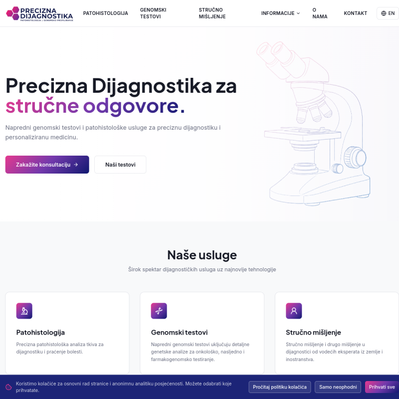 Screenshot of the Precizna Dijagnostika website