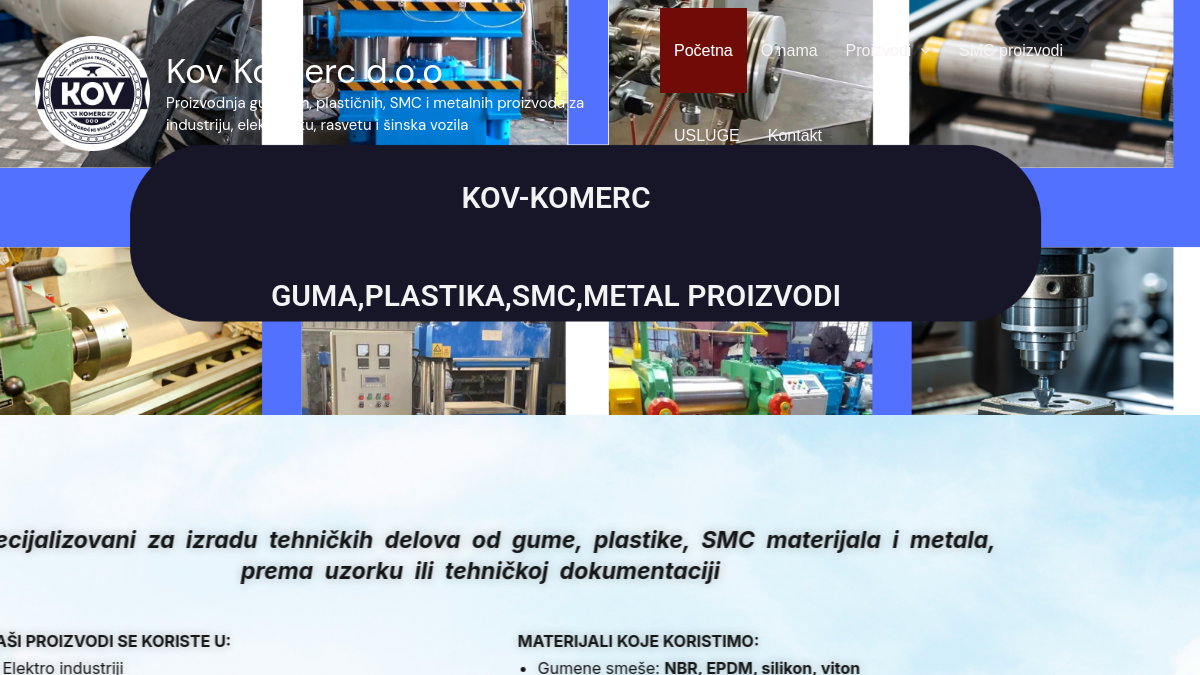 Kov-Komerc website design by ForgeLab