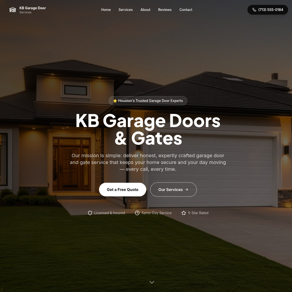 KB Garage Doors website preview