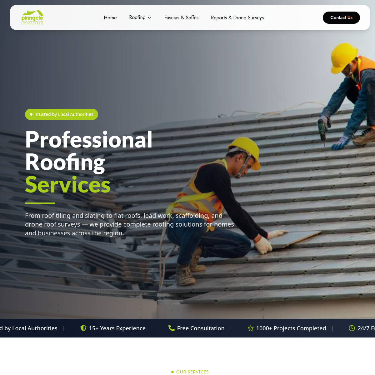 Pinnacle Roofing website preview