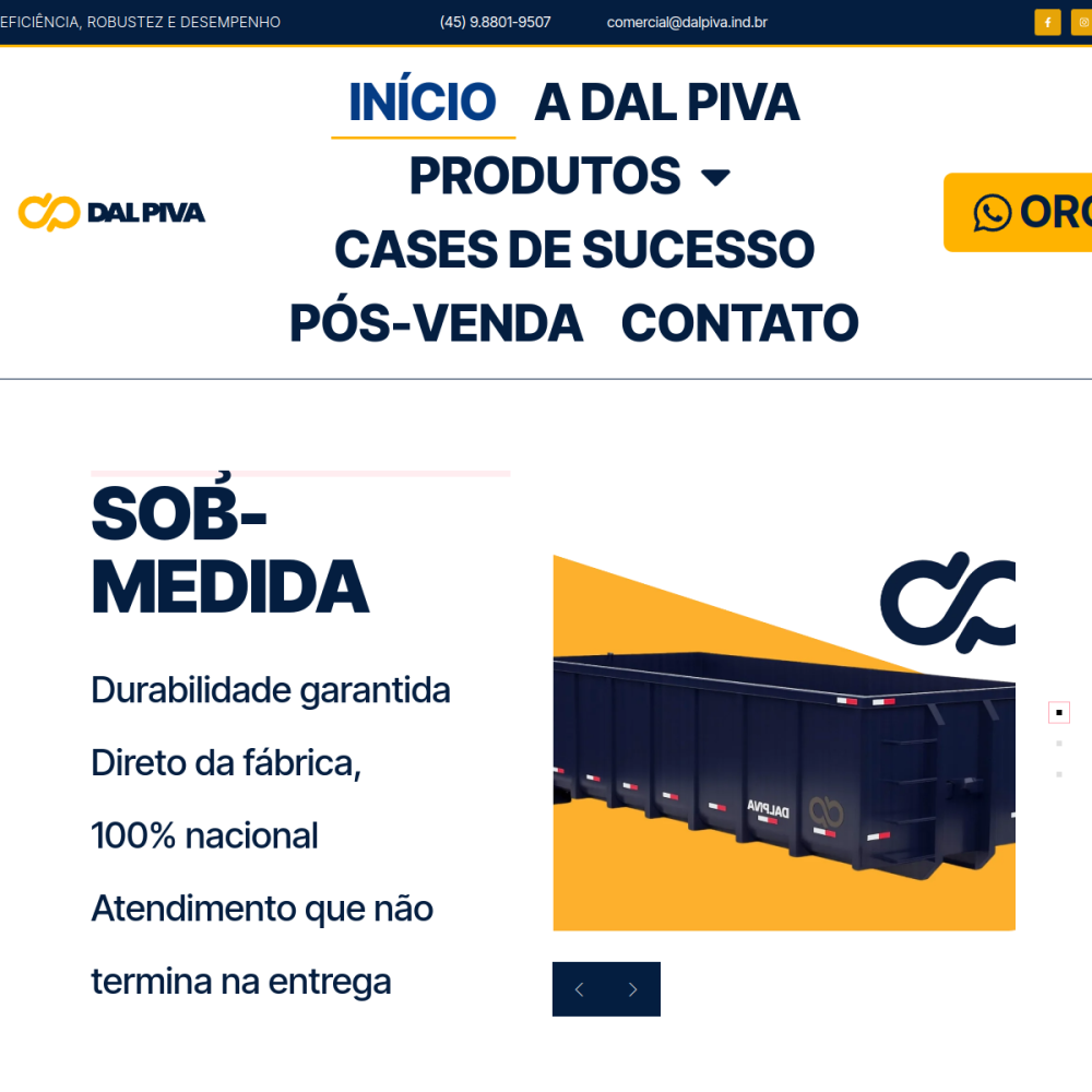 Página inicial do projeto Dal Piva