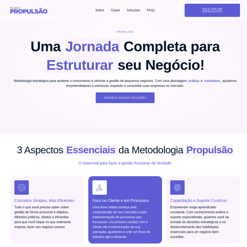 Página inicial do projeto Plano Propulsão