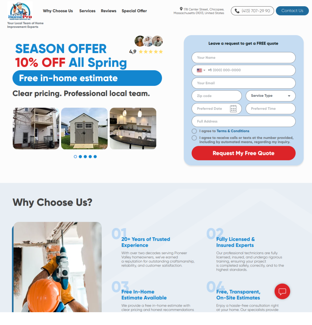 homepro-connect.com — landing page stworzony przez Say Digital Marketing