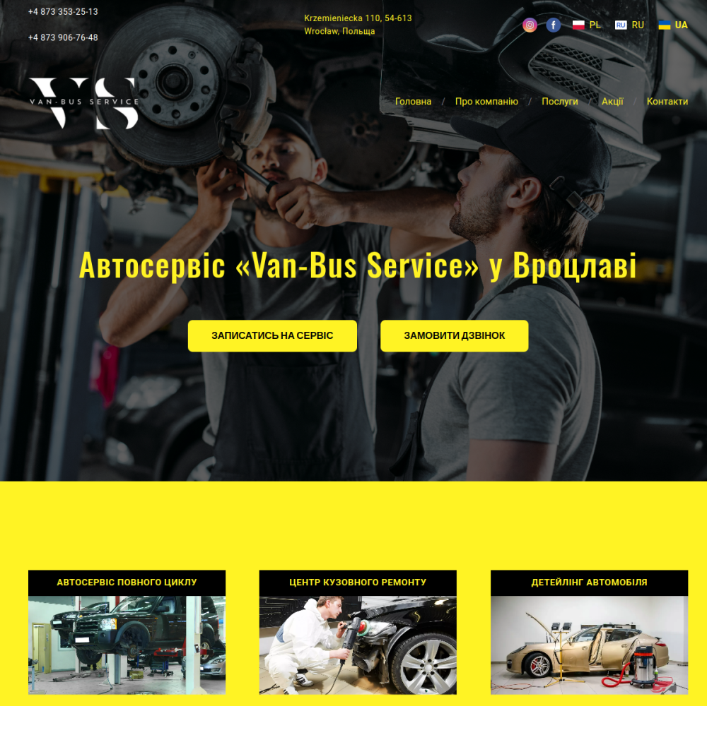 vanbus-service.pl — landing page stworzony przez Say Digital Marketing