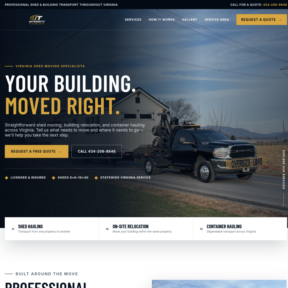 Custom transportation company website example