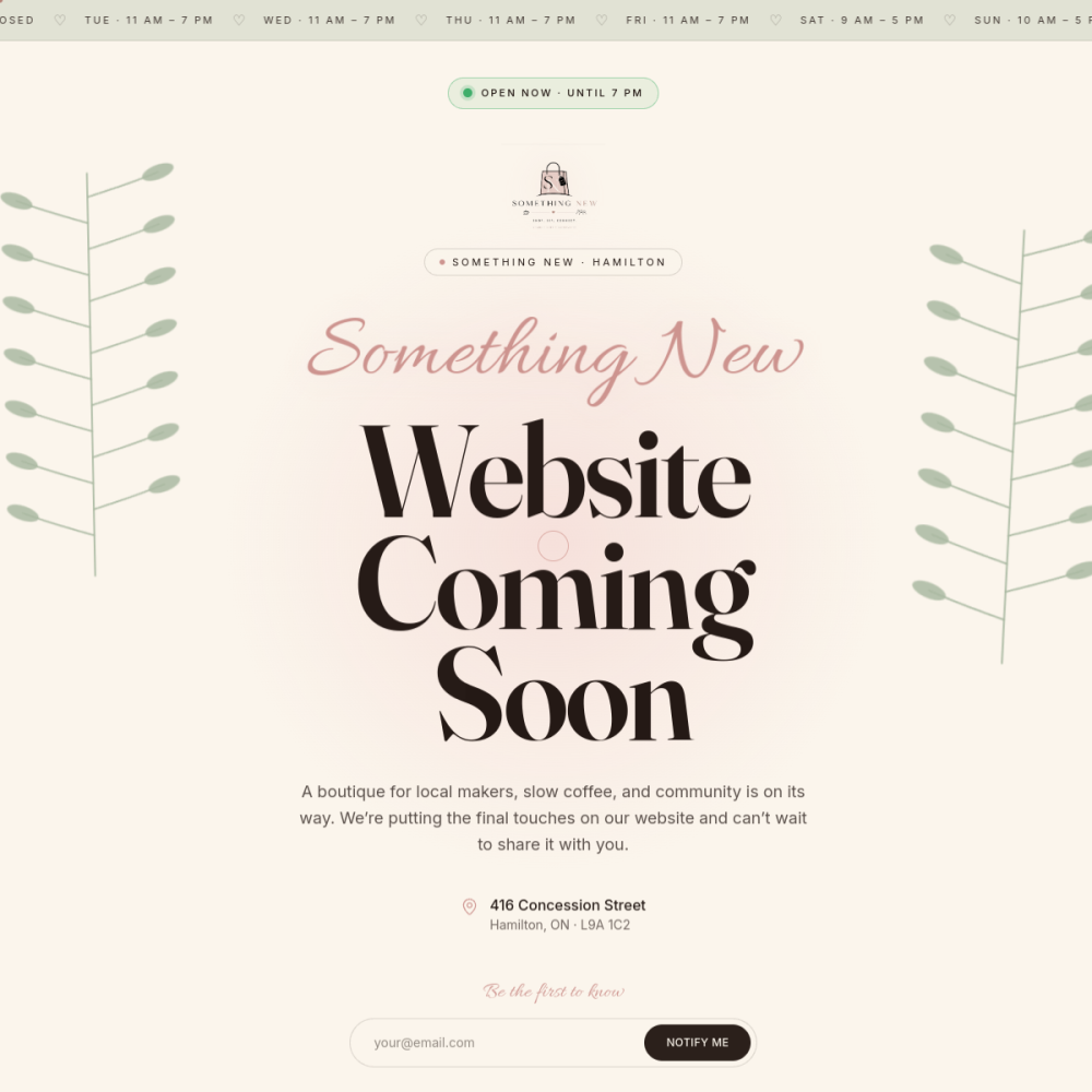 Something New Hamilton website preview