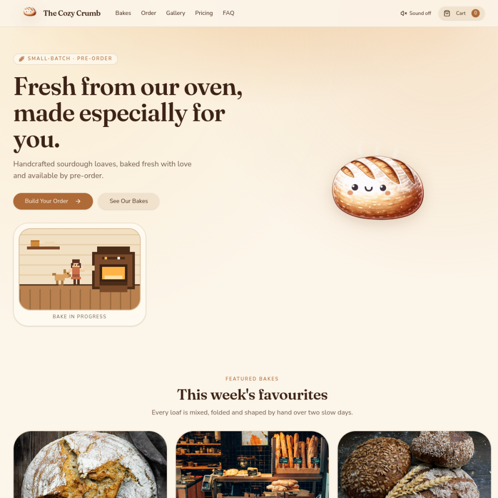 Pilgrim Sourdough bakery website preview