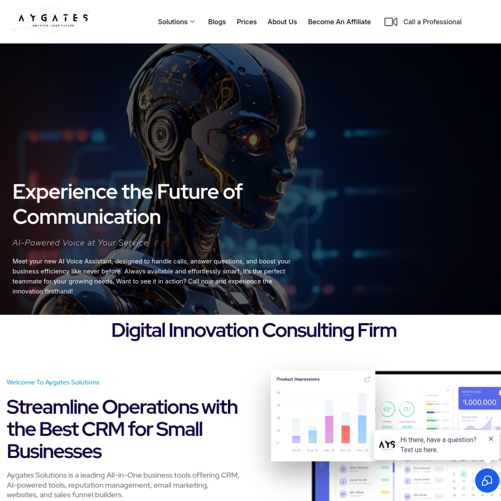Screenshot of Aygates Solutions website built with Ideazic AI Website Builder
