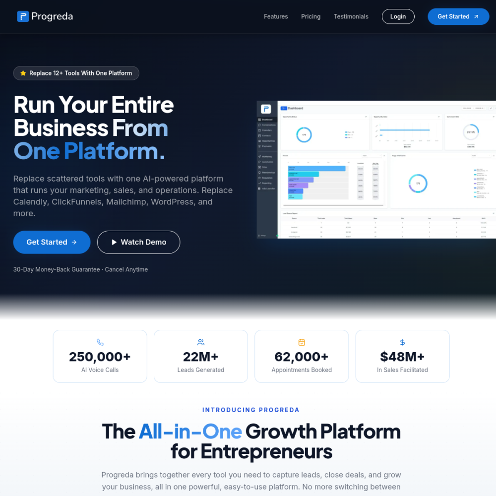 Progreda — full page preview