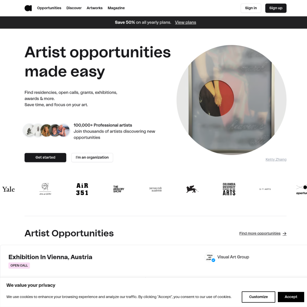 ArtConnect — full page preview