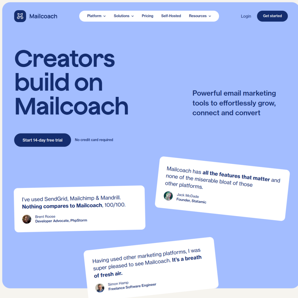 Mailcoach — full page preview