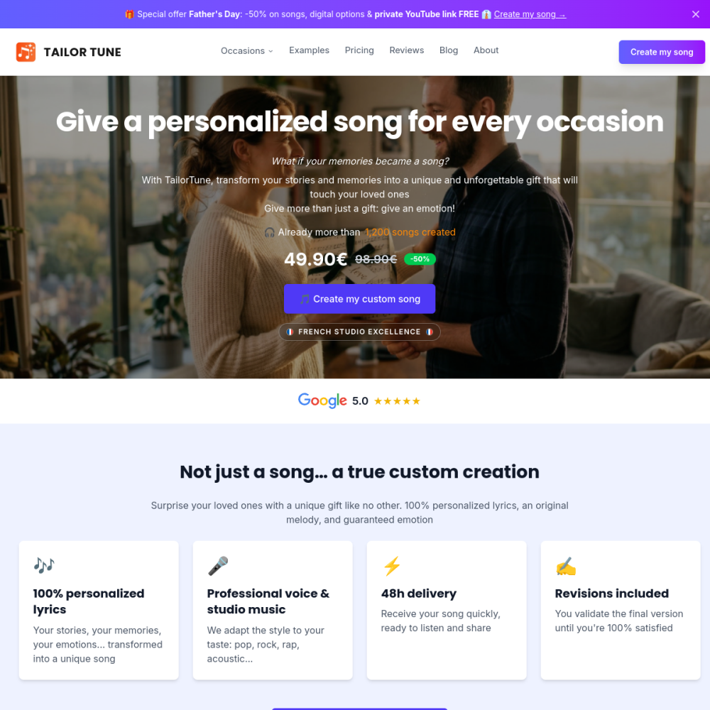 TailorTune — full page preview