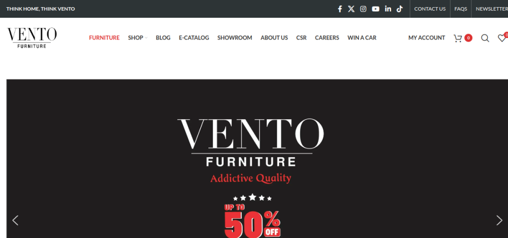 Vento Furniture homepage