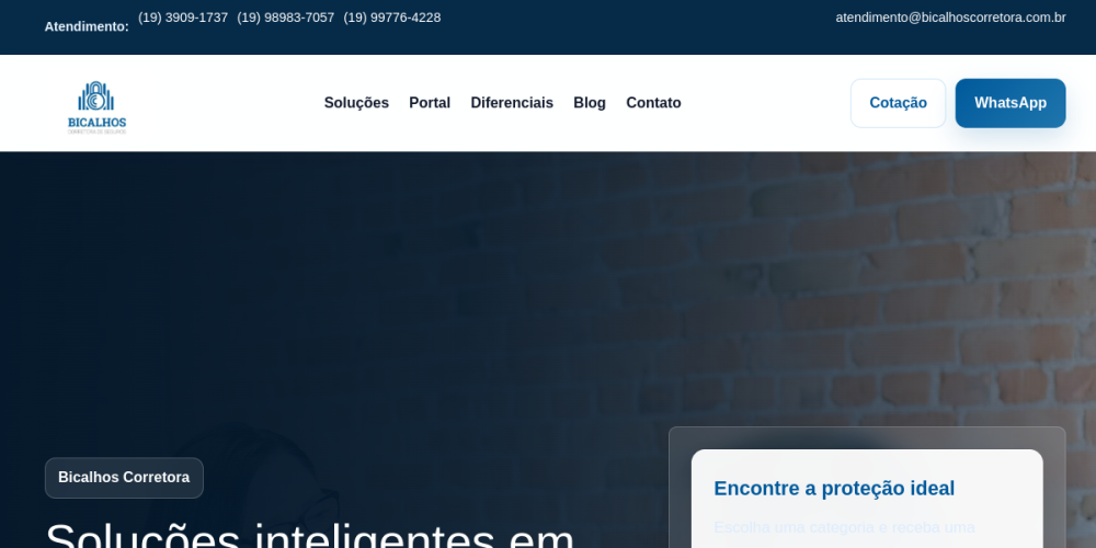 Preview do site Bicalhos Corretora