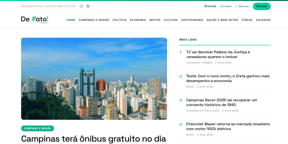Preview do site De Fato! Campinas