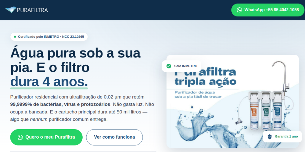 Preview do site Purafiltra