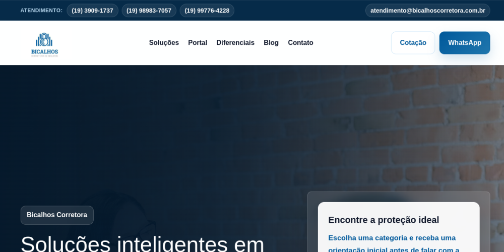 Preview do site Bicalhos Corretora
