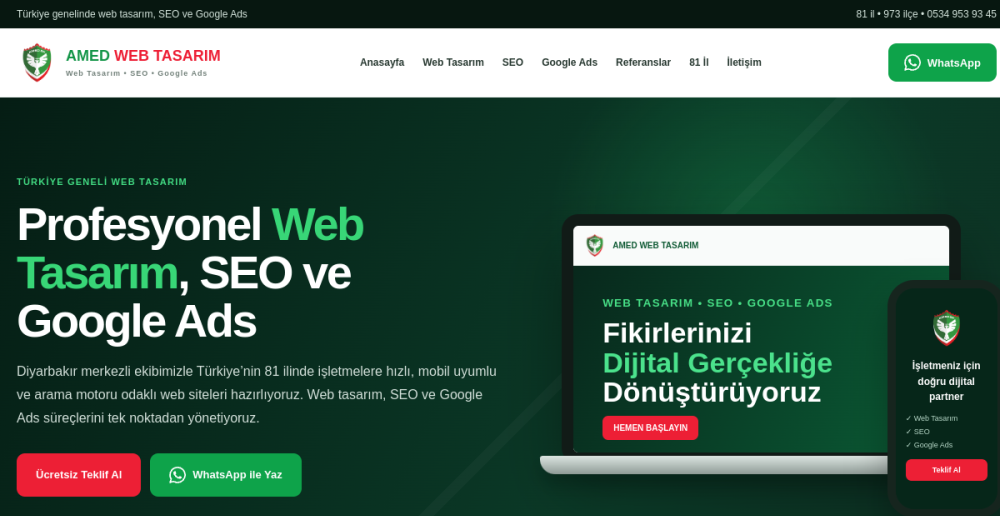 Amed Web Tasarım web sitesi ön izlemesi