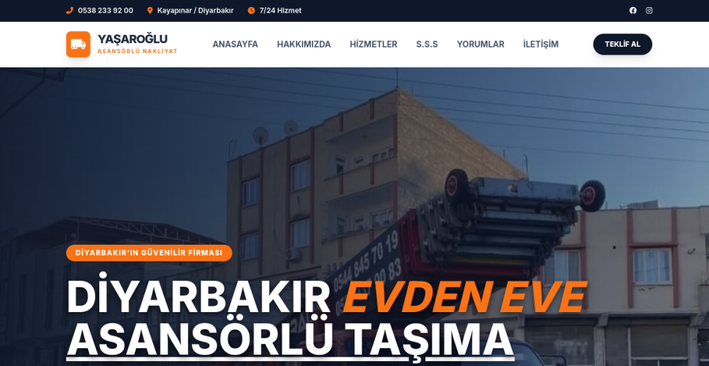 Diyarbakır Asansörlü Nakliyat web sitesi ön izlemesi