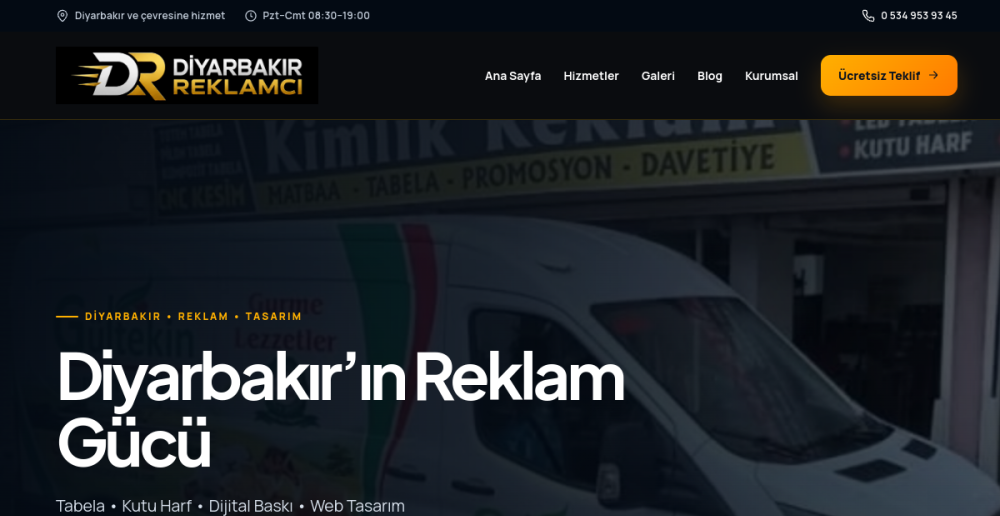 Diyarbakır Reklamcı web sitesi ön izlemesi