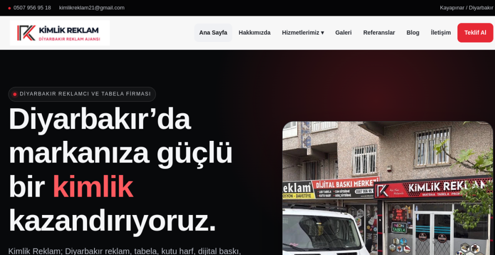 Kimlik Reklam web sitesi ön izlemesi
