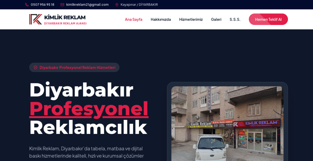 Kimlik Reklam TR web sitesi ön izlemesi