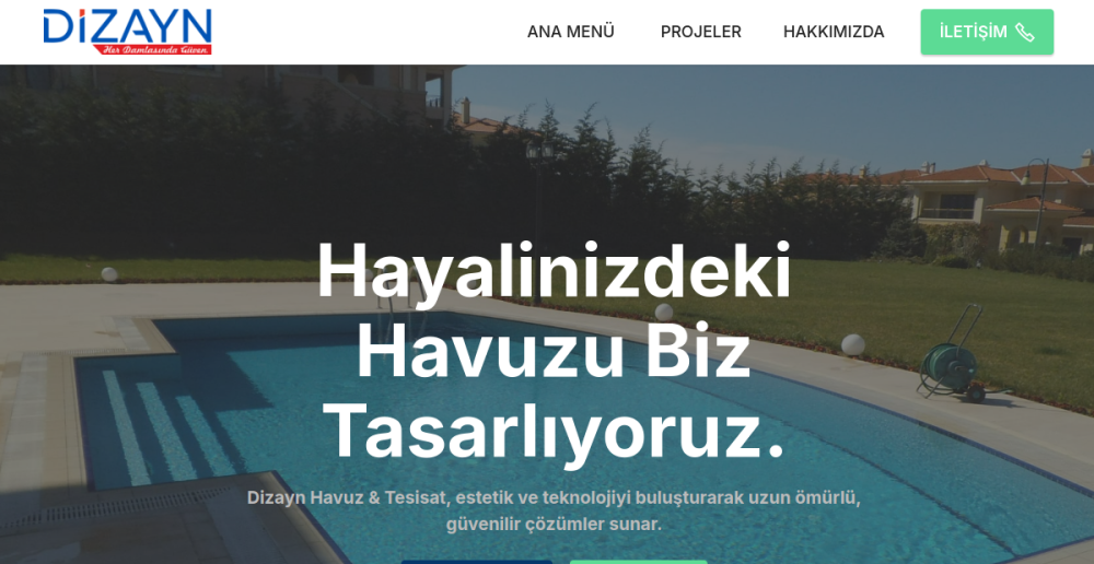 Dizayn Havuz web sitesi ön izlemesi
