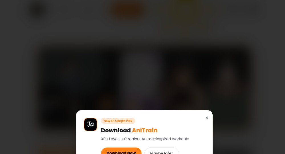 AniTrain website homepage preview