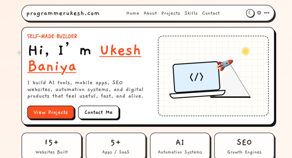 Programmer Ukesh website homepage preview