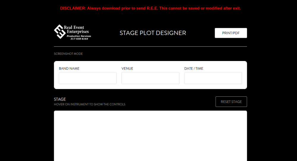 Real Event Enterprises StagePlot Designer