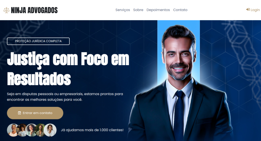 Captura real do site Sistema para Advogados