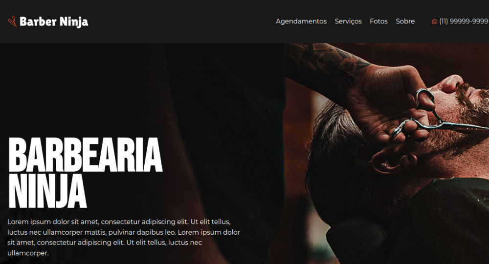 Captura real do site Barbearia com Agendamento