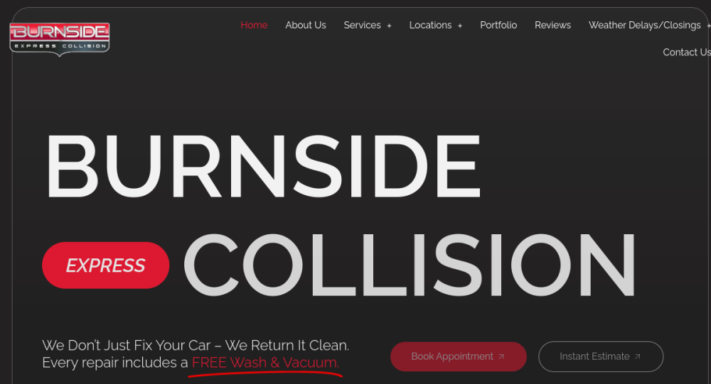 Burnside Express Collision website