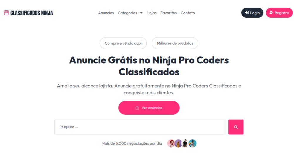Captura real do site Classificados Premium
