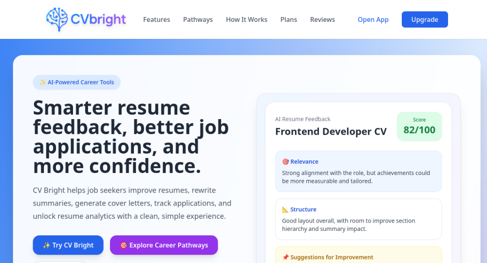 CV Bright website screenshot